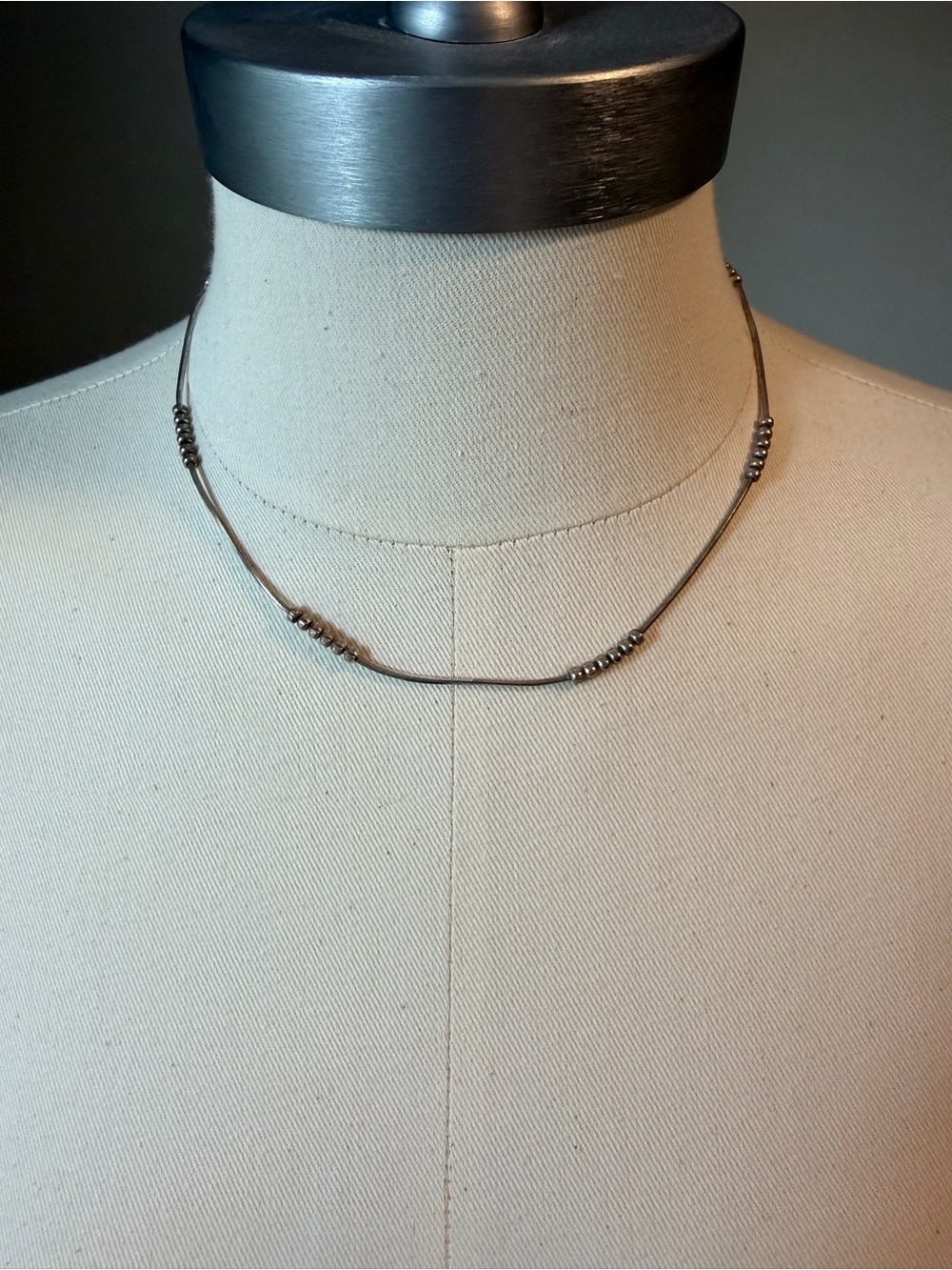 Minimalist Silver Beaded Choker Necklace